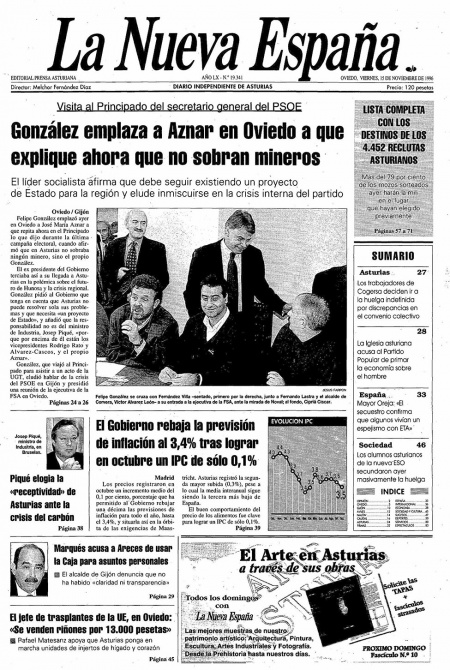 Portada Viernes 15 de Noviembre de 1996