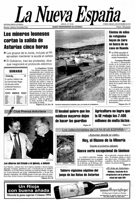 Portada Sábado 16 de Noviembre de 1996