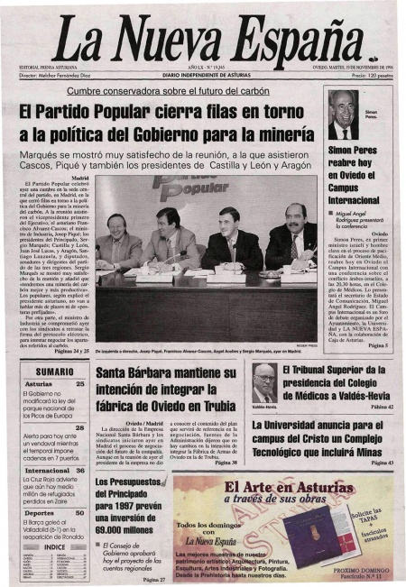 Portada Martes 19 de Noviembre de 1996