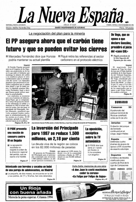 Portada Jueves 21 de Noviembre de 1996