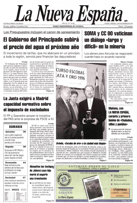Portada Viernes 22 de Noviembre de 1996