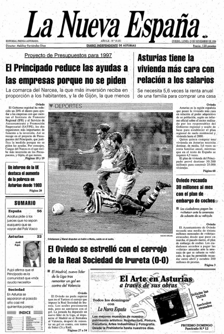 Portada Lunes 25 de Noviembre de 1996