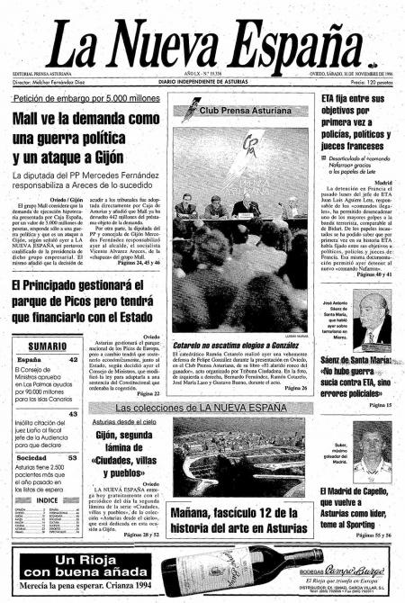 Portada Sábado 30 de Noviembre de 1996