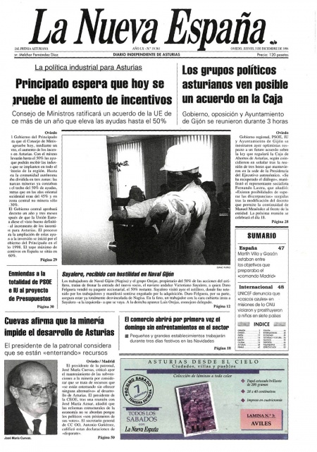 Portada Jueves 5 de Diciembre de 1996