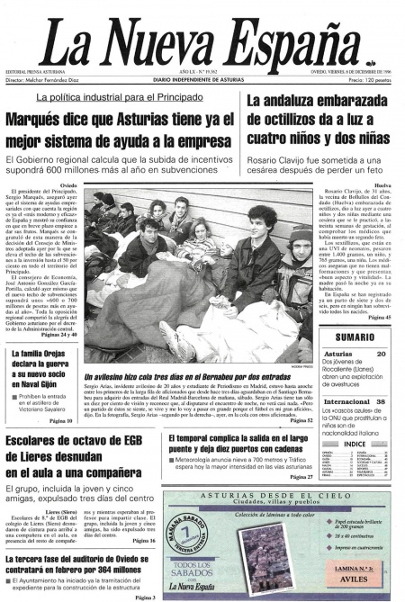 Portada Viernes 6 de Diciembre de 1996