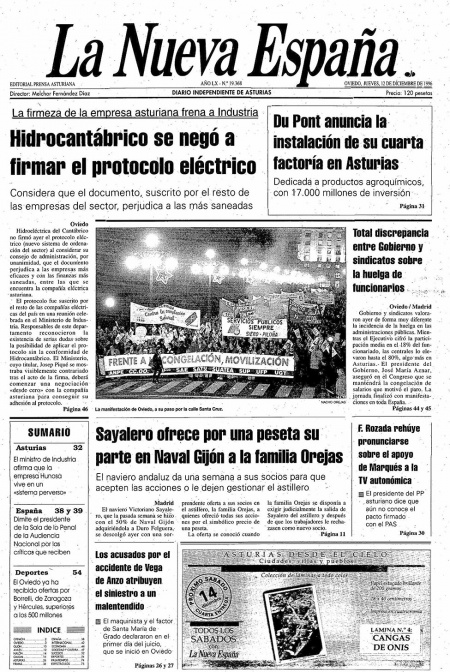 Portada Jueves 12 de Diciembre de 1996