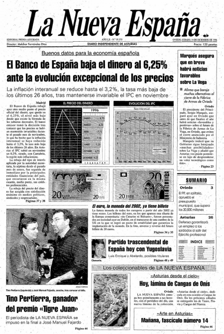 Portada Sábado 14 de Diciembre de 1996