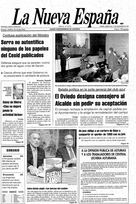 Portada Miércoles 18 de Diciembre de 1996