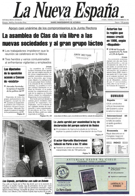 Portada Viernes 20 de Diciembre de 1996