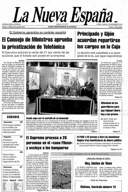 Portada Sábado 21 de Diciembre de 1996