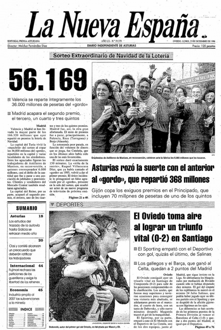 Portada Lunes 23 de Diciembre de 1996