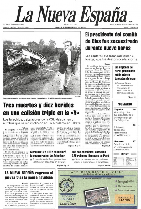 Portada Martes 24 de Diciembre de 1996
