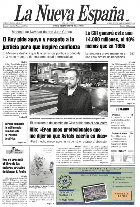 Portada Jueves 26 de Diciembre de 1996