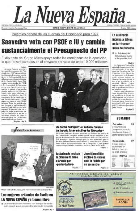 Portada Viernes 27 de Diciembre de 1996