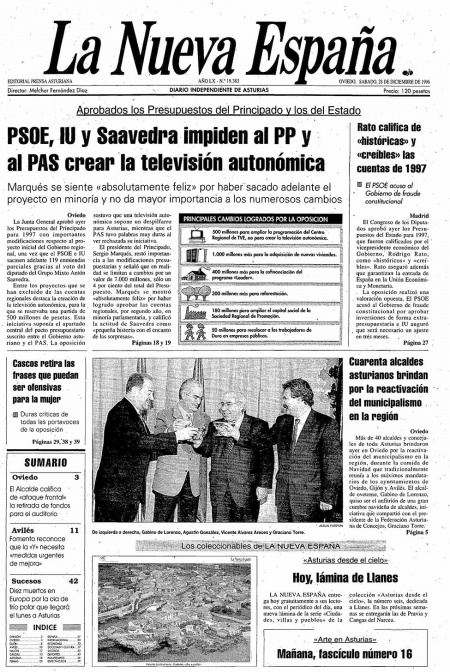 Portada Sábado 28 de Diciembre de 1996