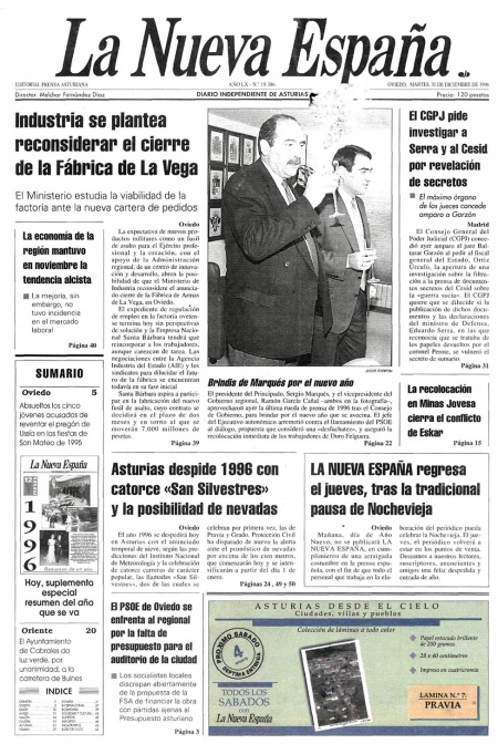 Portada Martes 31 de Diciembre de 1996