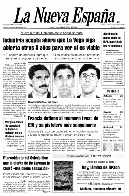 Portada Sábado 18 de  de 1997