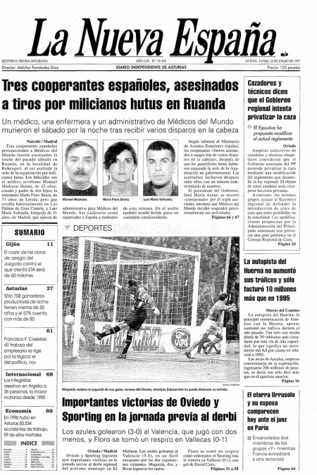 Portada Lunes 20 de  de 1997