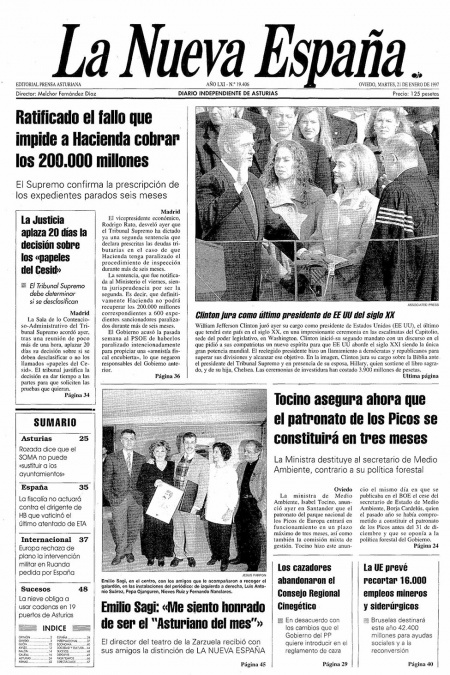 Portada Martes 21 de  de 1997