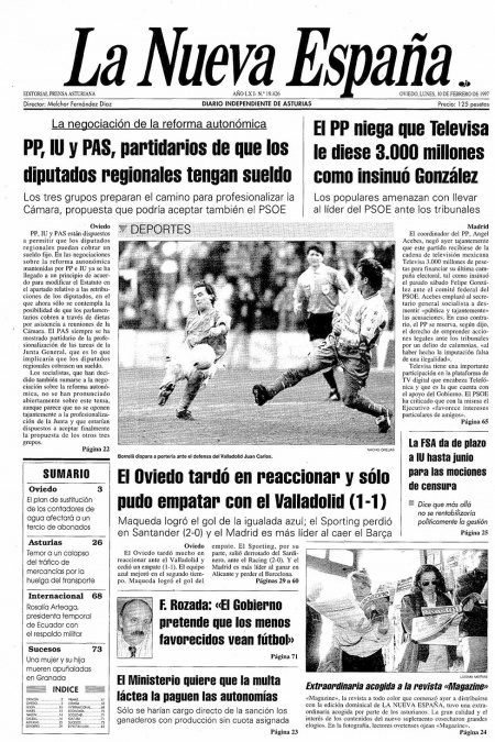 Portada Lunes 10 de  de 1997