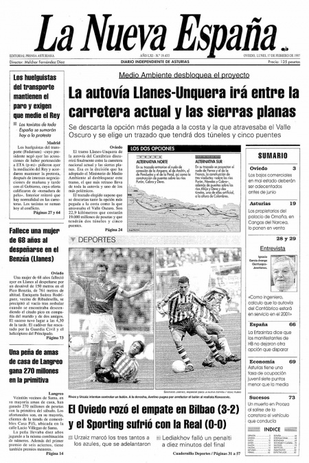 Portada Lunes 17 de  de 1997