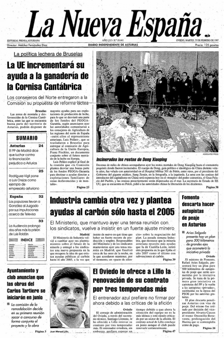 Portada Martes 25 de  de 1997