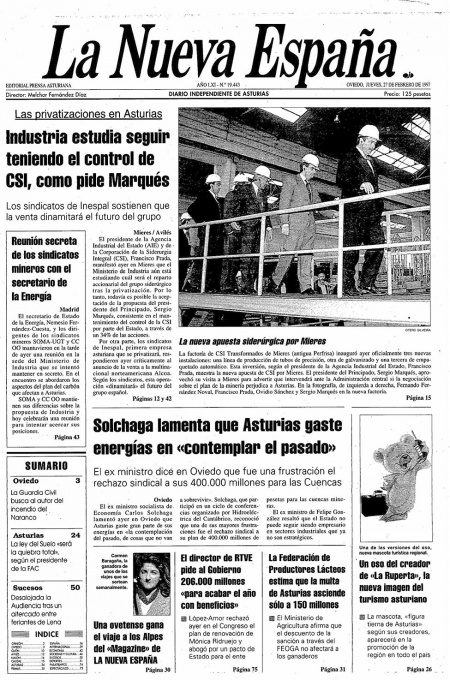 Portada Jueves 27 de  de 1997