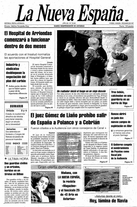 Portada Sábado 1 de  de 1997