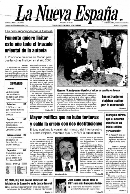Portada Martes 18 de  de 1997
