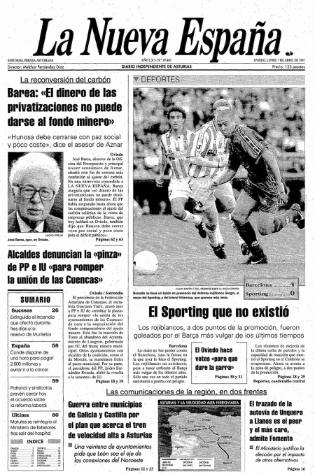 Portada Lunes 7 de  de 1997