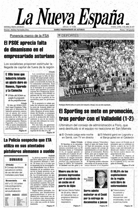 Portada Lunes 14 de  de 1997