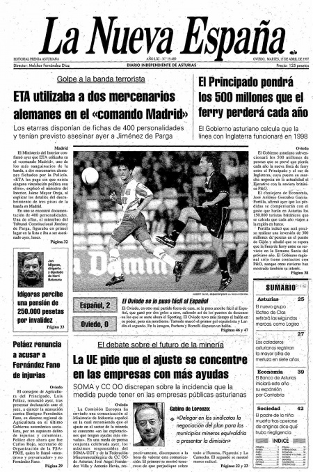 Portada Martes 15 de  de 1997
