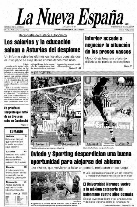 Portada Lunes 21 de  de 1997