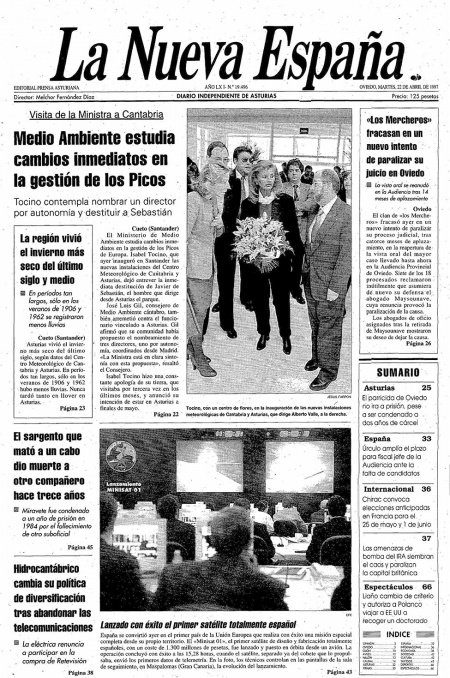 Portada Martes 22 de  de 1997