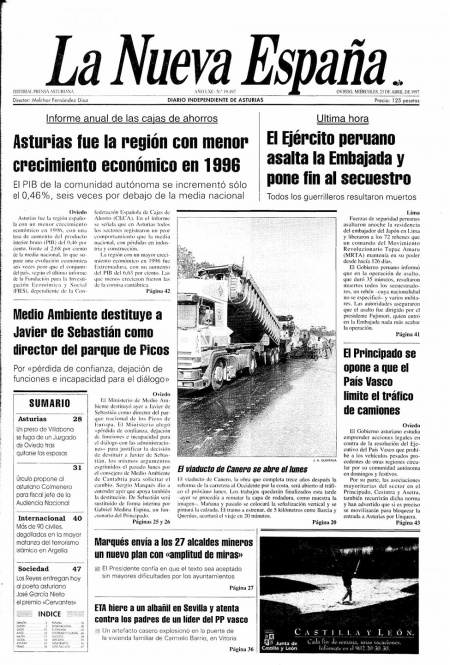 Portada Miércoles 23 de  de 1997