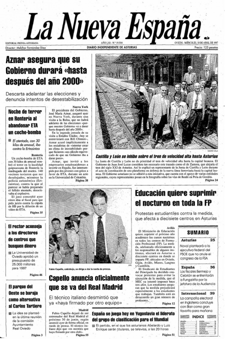 Portada Miércoles 30 de  de 1997