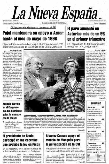 Portada Martes 20 de  de 1997
