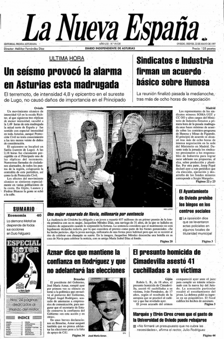 Portada Jueves 22 de  de 1997