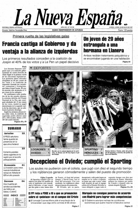 Portada Lunes 26 de  de 1997