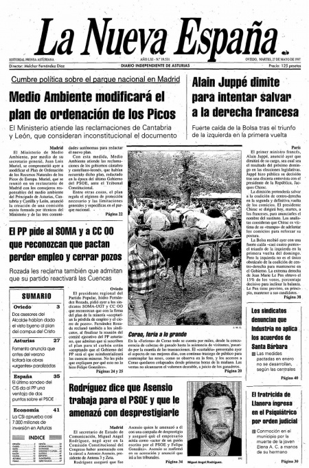 Portada Martes 27 de  de 1997