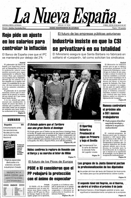 Portada Jueves 29 de  de 1997