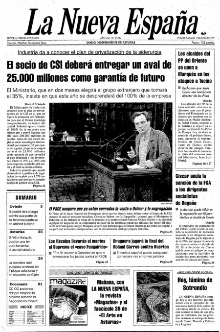 Portada Sábado 7 de  de 1997