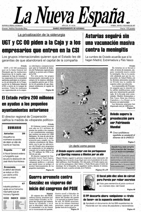 Portada Jueves 19 de  de 1997