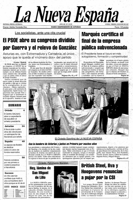 Portada Viernes 20 de  de 1997