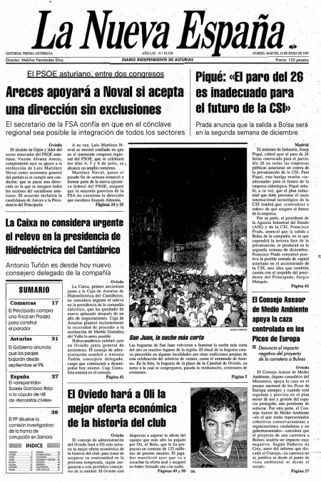 Portada Martes 24 de  de 1997