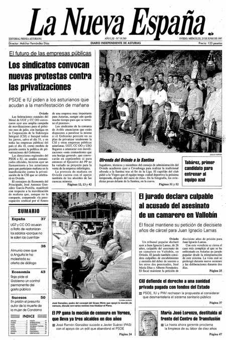 Portada Miércoles 25 de  de 1997