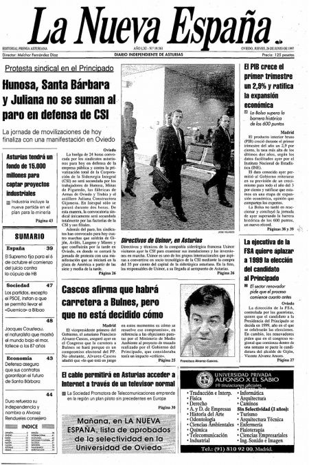 Portada Jueves 26 de  de 1997
