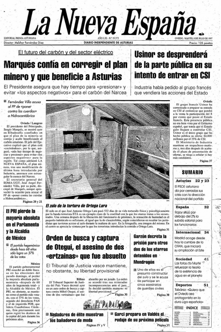 Portada Martes 8 de  de 1997