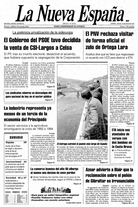 Portada Jueves 10 de  de 1997