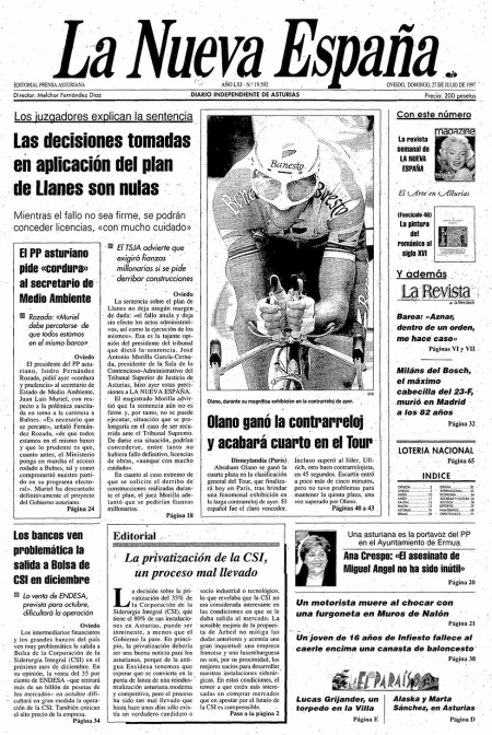 Portada Domingo 27 de  de 1997